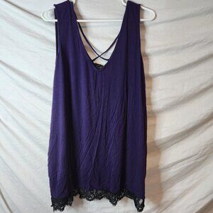Michel Studio Purple Sleeveless Blouse 3X – Lace Trim & Back Straps